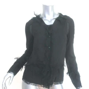 Rochas Jacket Black Lace-Trimmed Crepe Size 38 - Picture 1 of 6