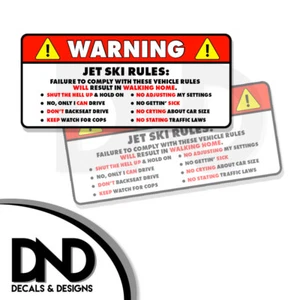 Jet Ski - Rules Warning Safety Vehicle Funny Sticker Decal 2 PK 5" D&D - Picture 1 of 1