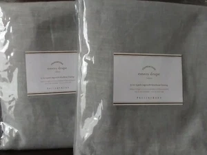 NEW POTTERY BARN EMERY LINEN Drape 50x84 Pole top with Blackout Lining Blue Dawn - Picture 1 of 3