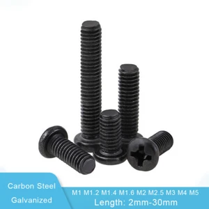 M1 M1.2 M1.4/M1.6-M5 Black Phillips Pan Head Machine Screws Mini Bolt Galvanized - Picture 1 of 5