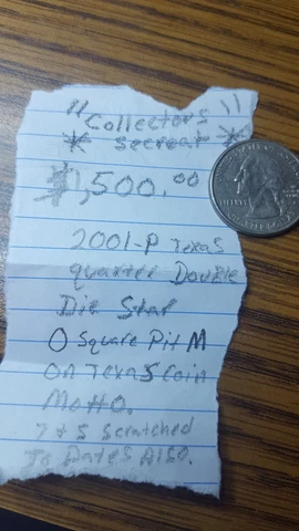 2001-p Texas Quarter double die extra star. Also has circulating marks  secreat Cover