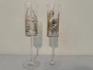 2- Golden Fir Champagne Flutes- Golden By Zodax 9.5in - Picture 1 of 6