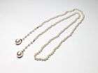 Faux Pearl Beaded Rhinestone Lariat 48" Long Necklace Art Deco Style