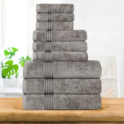 600 GSM Egyptian Cotton Highly Absorbent Solid 9-Piece Ultra Soft Towel Set - Image 1 of 4