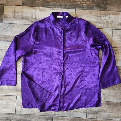 Valerie Steven's Purple Kimono Long Sleeve Blouse Women's XL - Image 1 of 4