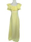 Robe maxi jaune vintage des années 70 faite à la main moyenne - robe événement printemps-été