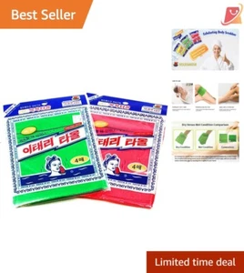 8-Piece Asian Exfoliating Bath Washcloth Set in Red & Green - Viscose Rayon - Picture 1 of 11