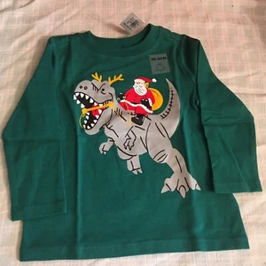 Santa on Dinosaur Christmas shirt-NEW-18/24 months - Picture 1 of 4