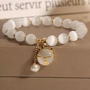 Lucky Moonstone Beads Cat Bracelet Attracting Wealth Women Jewelry Gift New - Picture 1 of 18