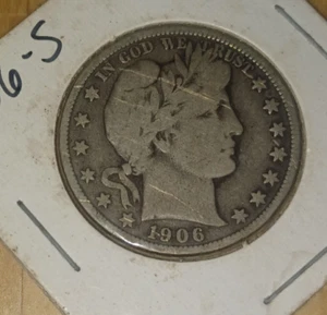 Medio dólar de plata barbero 1906-S de San Francisco como nuevo-buen estado - Imagen 1 de 3