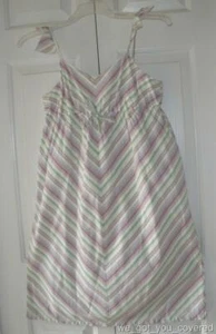 NWT Old Navy Girls White Purple Green Stripe Easter Summer Church Party Dress 14 - Picture 1 of 8