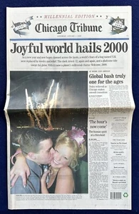 JOYFUL WORLD HAILS 2000 / Chicago Tribune Millennial Edition 1. Januar / Ganzes Papier - Bild 1 von 12
