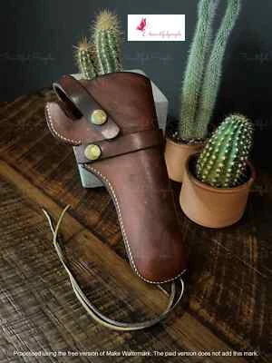 Western Leather Gun Revolver Holster BarrelSize 4"-6" handcrafted &Tooled Cowboy - Image 1 of 4