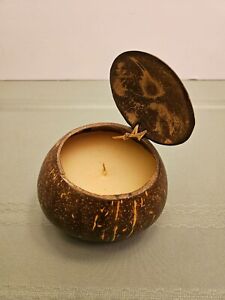 Vintage Coconut Shell Candle with Lid Unscented