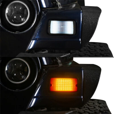 12V Smoked Lens DRL Turn Signals w/ Amber LED Light for 97-06 Jeep Wrangler TJ Foto 1 de 4