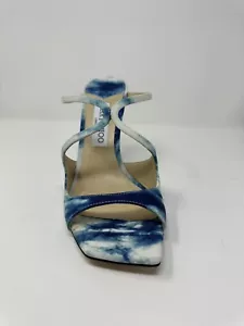 Sandalo Jimmy Choo Anise 95 in denim marmorizzato blu bianco donna taglia 39 - Foto 1 di 18