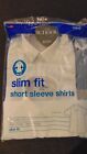 M&S School Shirts Pack of 2 Non-Iron Slim Fit S/Sleeve 2-3y 98cm White BNWT
