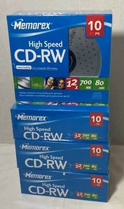 Lot 4 Memorex High Speed CD-RW 10 Pack Each, 700MB, 80 Minutes NEW SEALED - Picture 1 of 4
