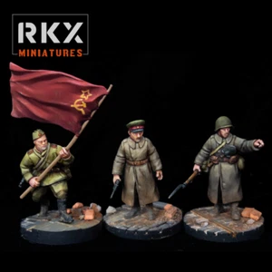 WW2 Soviet Headquarters Unit - Officer, Flagbearer, & NCO - Berlin (28mm scale) - Picture 1 of 1