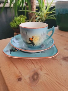 Vintage Parrott and Co Coronet Ware Burslem Art Deco  Vintage Fairyland trio - Picture 1 of 20