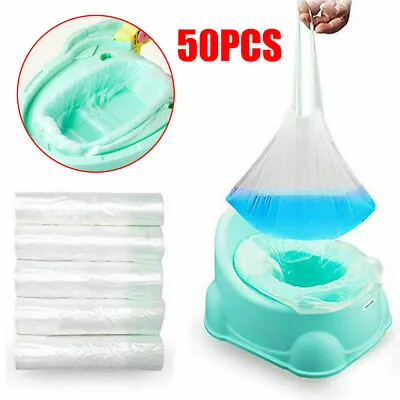 50 X Disposable Travel Potty Liners Portable Training Toilet Seat Bin Clean Bags • 13.75$