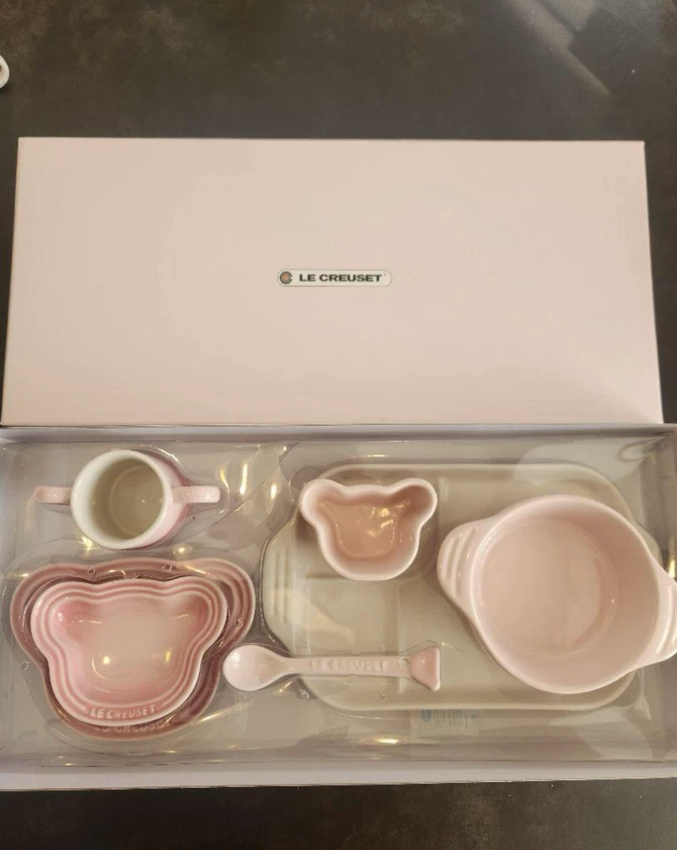 Le Creuset Baby Tableware 7 Set Coastal Pink Plate Stoneware with box - Image 1 of 4