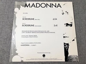 Madonna Borderline US PROMO 12" Single Excellent Condition RARE Instrumental Dub - Picture 1 of 3