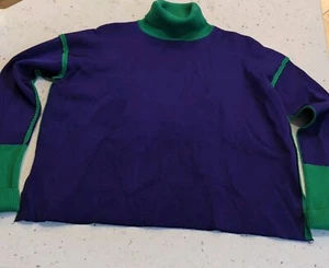 MARNI Colorblock Mock Neck Turtle Neck Purple Green Sweater Size 42 - Picture 1 of 14