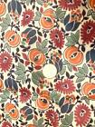 3  Yards 1950s Vintage 36" Wide  Orange Fruit Rust Flowers Cotton Voile Fabric