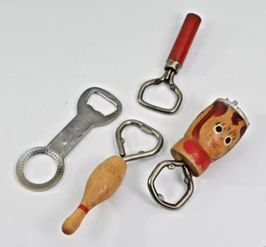 Mid Century Mixed lot of Vintage Wood Handle Beer Bottle Openers - Picture 1 of 8