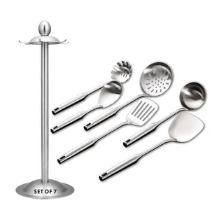 Kitchen Utensil Set – 6 Piece Stainless Steel Cooking Utensils with Rotating ... - Picture 1 of 6