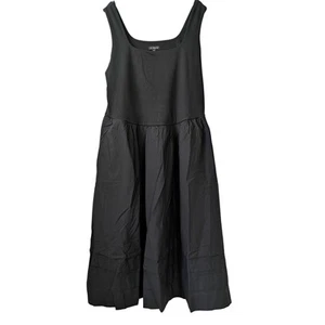 J. Crew Drop Waist Mixy Dress With Poplin Skirt Size S Black Midi NWT CJ497 - Picture 1 of 6