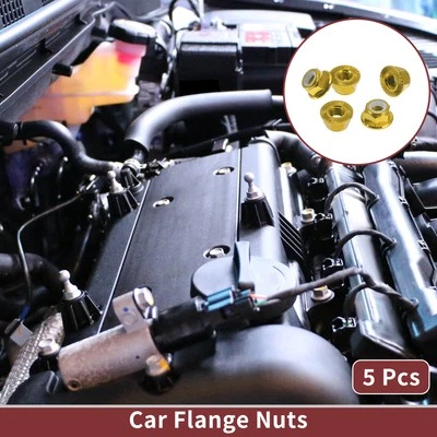 5 Stück M5x0.8 Flanschmuttern Kohlenstoffstahl Alu Gold Gummiring 6mm/0.24" - Bild 1 von 4