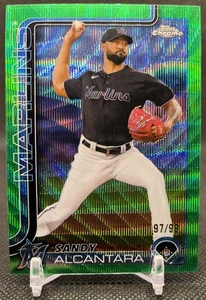 2025 Topps Chrome SANDY ALCANTARA Green Wave Refractor /99! - Miami Marlins - Picture 1 of 2