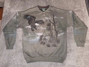 Vintage Forest Glen Apparel Grafik Pullover Sweatshirt Adler Natur Large - Bild 1 von 20