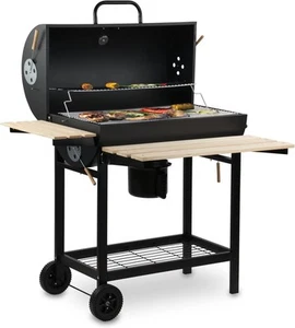 Vielseitiger Holzkohle Grillwagen mit Warmhalterost und verchromten Grillrosten - Bild 1 von 9