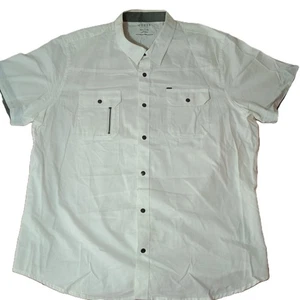 NWOT Guess LA oxford shirt Men XXL button white 2 front zip pockets 80% cotton - Picture 1 of 6