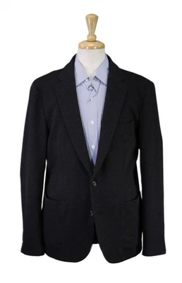 J. Jaqueta Blazer Crew Masculina Slim Fit Lã-Algodão Cinza Carvão Malha Grande - Imagem 1 de 4