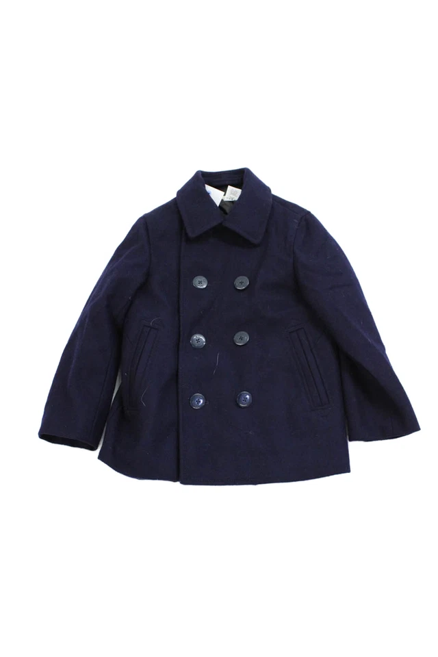 Chaqueta Crewcuts Niños Lana Cuello Abotonada Doble Pecho Azul Talla 4-5 Foto 1 de 4