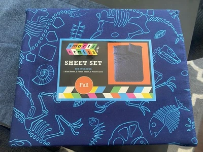 Juego de sábanas tamaño completo manualidades inteligentes dinosaurio azul niños niños Foto 1 de 2