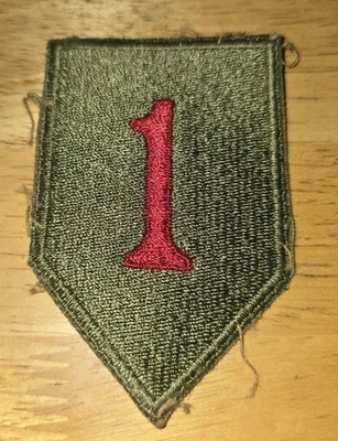 Original US Army WW2 Shoulder Patch 1st Infantry Division Green Back - Image 1 of 2