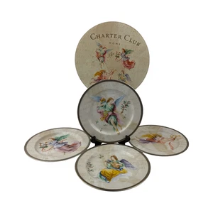 CHARTER CLUB Grand Buffet Platinum Angels Salad Dessert Plates Set of 4 VTG 2002 - Picture 1 of 14