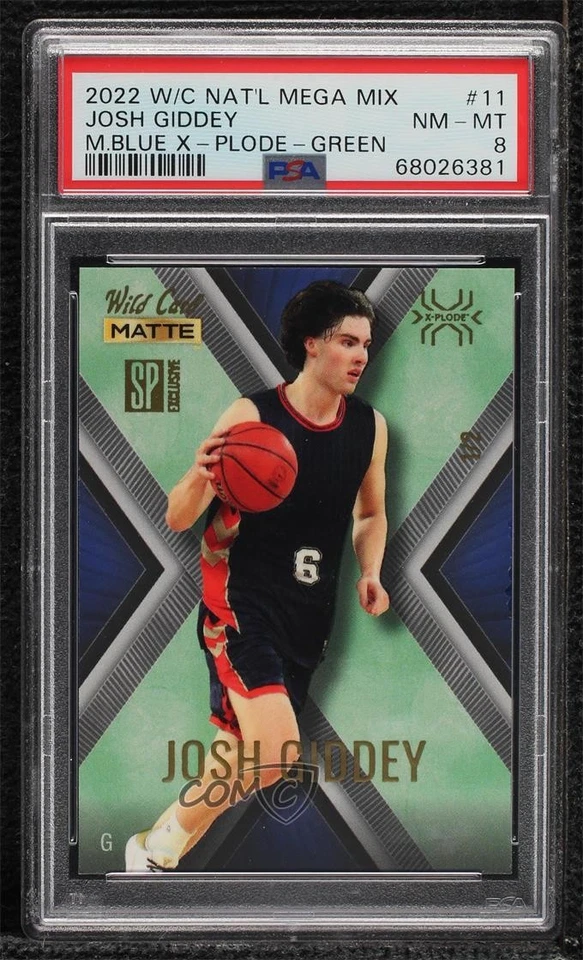 2022 Matte SP Exclusive X-Plode Basketball Blue/Green /2 Josh Giddey PSA 8 - Image 1 of 2