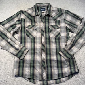 Vintage Wrangler Mens Long Sleeve Plaid Pearl Snap Western Shirt L - Picture 1 of 4