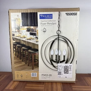 Progress Lighting 650050 Equinox 4-Lt Antiq Bronze Transitional Globe Chandelier - Picture 1 of 5