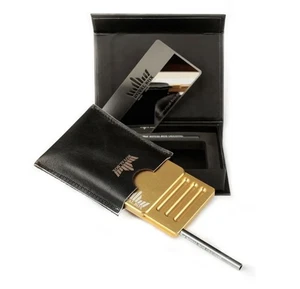 Royal Box GOLD 8 Compartment Snuff Box Wallet w/ Built In 3” Straw & Mirror Card - Picture 1 of 5