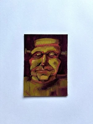 Tarjeta de arte original Aceo pintura al óleo Frankenstein disfraz de Halloween espeluznante Mikah Foto 1 de 4