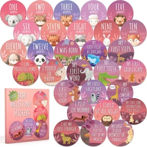 Ellopi 4" Funny Baby Girl Milestone Photo Prop Stickers, 30 Pack - Picture 1 of 7