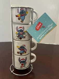 Disney Lilo & Stitch Navidad Vacaciones Apilables Espresso Taza de Café Juego 4 - Imagen 1 de 5
