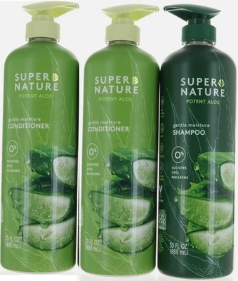 3 Super Nature Potent Aloe Gentle Moisture 1 Shampoo and 2 Conditioner 30oz Trio - Image 1 of 2